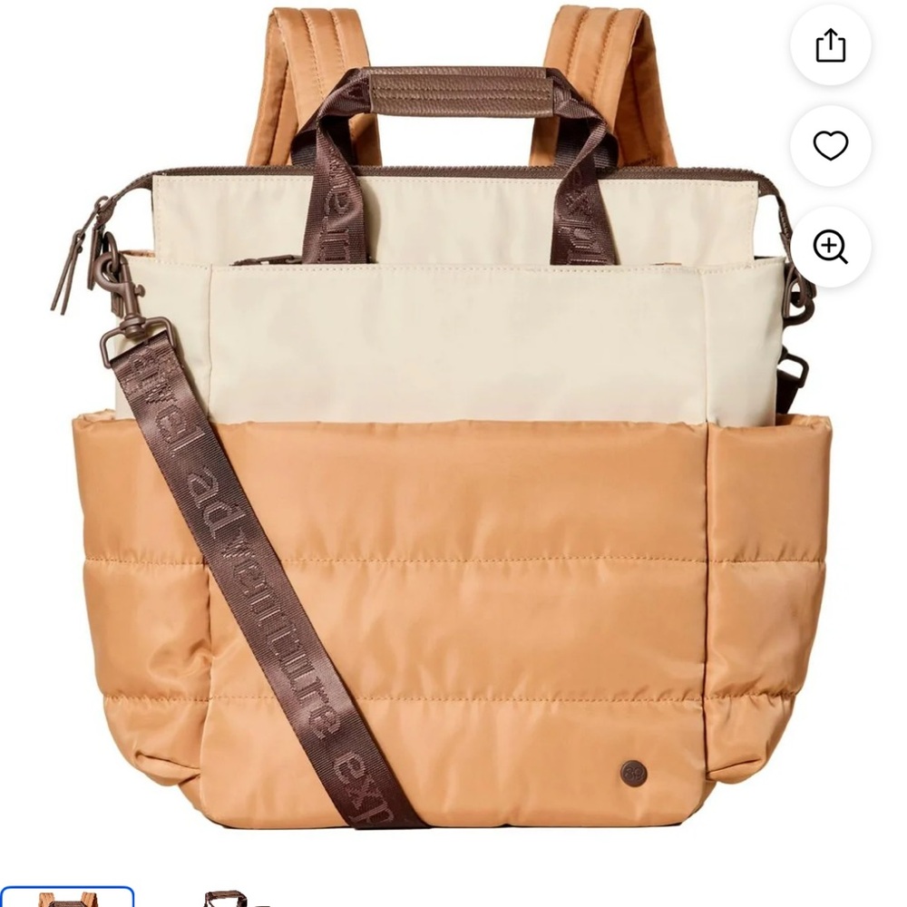 Samantha Brown taupe color block 3 ways to wear convertible tote beige brown NWT